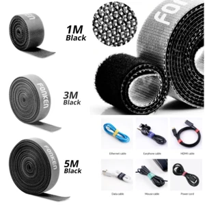 Nuevas bridas de cable reutilizables Nylon Zip Tie envuelve cinta fuerte 1m 3m 5m largo Hook Loop - Imagen 1 de 15