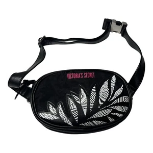 Victorias Secret Graphic Bloom Oval City Belt Bag Black White Fanny Waist Pack - Picture 1 of 8