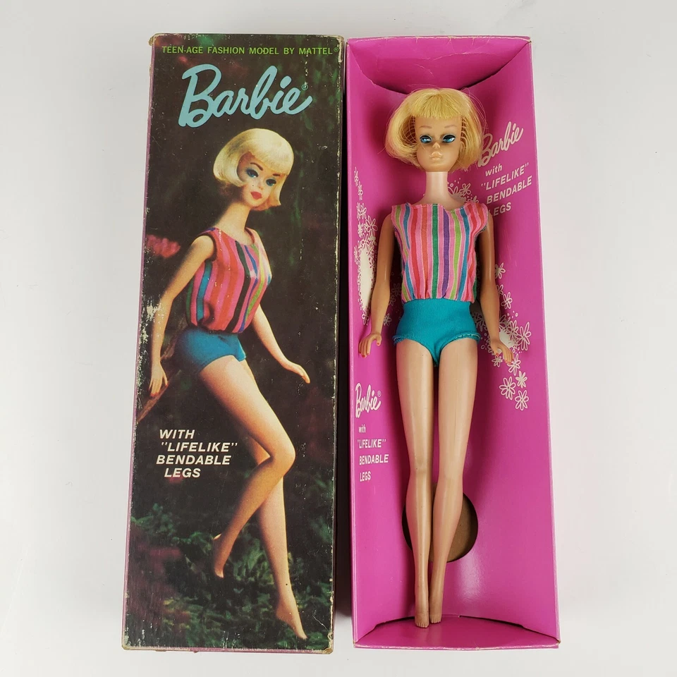 Barbie American Girl 1964 muñeca Mattel #1070 rubia pálida patas flexibles originales Foto 1 de 4