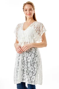Anthropologie Style Women's Fashion Beach Resort Floral Crochet Lace Cover Up - Picture 1 of 8