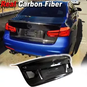 Real Carbon Fiber Rear Trunk Boot Lid Cover Trim For BMW F80 M3 & F30 3 Series - Picture 1 of 14