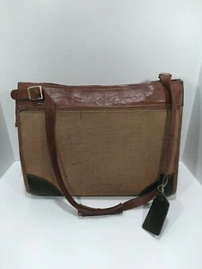 Vtg Hartmann Brown Tweed Belting Leather Accessory Carry On/ overnight  Bag  - Picture 1 of 12