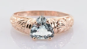 Aquamarine Ring in 10k Rose Gold 1.29 Carats Size 12.5 - Picture 1 of 4