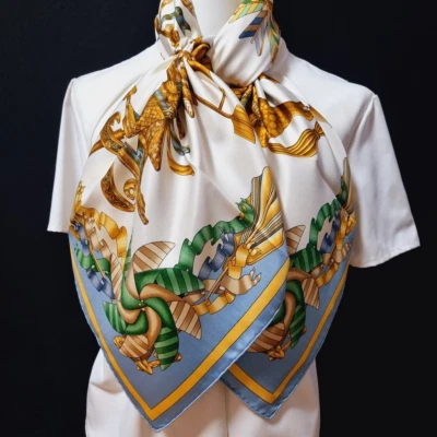RARE VINTAGE HERMES Silk Scarf "Les Girouettes" Carre 90 Duty-free US - Image 1 of 4