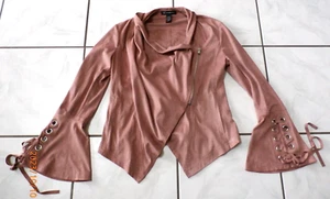 INC International Concepts Draped Faux Suede Jacket XS Womens Bell Sleeve F819 - Picture 1 of 9