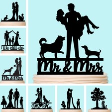 Famiglia personalizzati wedding cake topper Sposi con gatti e cani personalizzato