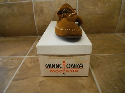 Vintage Minnetonka Moccasin Womens Size 8 1/2 Brown 2 Button NOS #442 - Image 1 of 4
