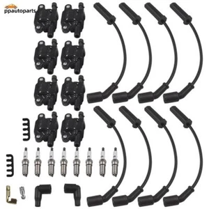 8 Pack UF743 Ignition Coils &Spark Plugs &Wire Set For Chevy Silverado GMC Yukon - Picture 1 of 11