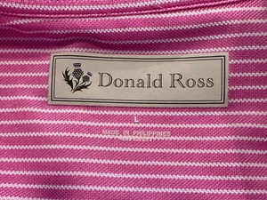 Polo uomo DONALD ROSS taglia grande rosa e bianca a righe logo golf - Foto 1 di 6