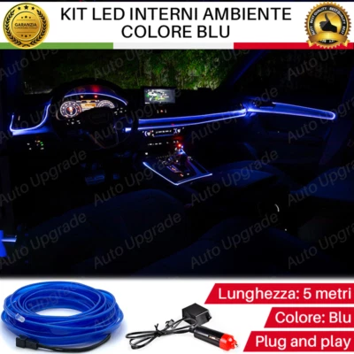 KIT LED INTERNI LUCE AMBIENTE FIBRA OTTICA BLU 5 METRI PER FIAT PANDA I - Immagine 1 di 4