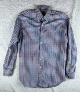 Peter Millar Mens Medium Soft Twill Plaid Button Down Shirt Pocket Long Sleeve - Picture 1 of 13