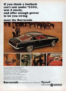 Plymouth Barracuda 1964 "A New Fastback" anuncio impreso en color original - Imagen 1 de 1