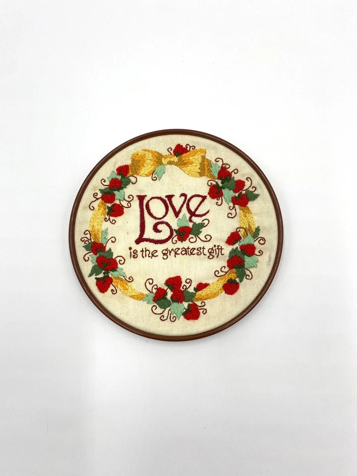 Hand Made Love Embroidered hoop, Strawberry And Bows embroidered hoop. - Image 1 of 4