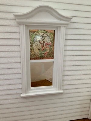 Spring  Dollhouse Miniature Victorian  Stained Glass Window Film - Image 1 of 3
