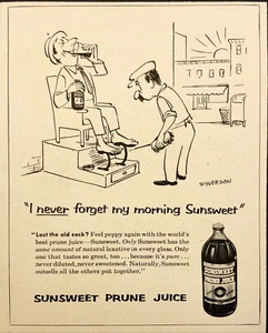 1956 Susweet Prune Juice Print Ad Man Getting His Shoes Shined - Imagen 1 de 6