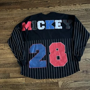 Disney Mickey Mouse 28 Spirit Jersey Shirt Mens XXL Black Pinstripe Baseball - Picture 1 of 10