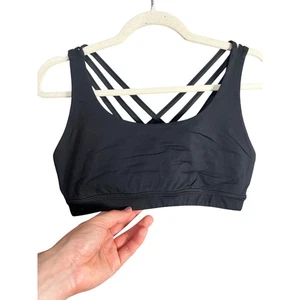 Lululemon Sports Bra Women's Black Sz 10 Workout Cross Back Pullover Athletic - Picture 1 of 8