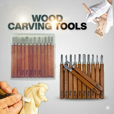 12-Piece Wood Carving Tools Kit Premium , High-Carbon Steel, Ergonomic Handles - Image 1 of 4