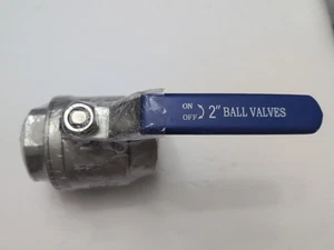 316 Stainless Steel 2" Full Port Ball Valve with Blue Vinyl Handle NPT Female - Picture 1 of 3