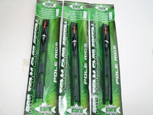 3 x Pro Team Carp Ready to Use Pole Rig. 4x14 Float, Size 14 Barbless Hook Set 6 - Picture 1 of 5