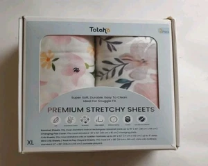 Sábanas para cuna de bebé TotAha premium elásticas patrón floral se adapta a 16" X 52" - Imagen 1 de 7