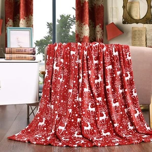 Elegant Comfort Velvet Touch Ultra Plush Christmas Holiday Printed Fleece Throw - Picture 1 of 6