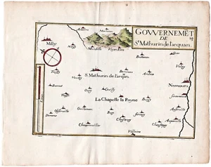 1634 Nicolas Tassin Map Larchant, Nemours, Milly la Foret, La Chapelle la Reine - Picture 1 of 1