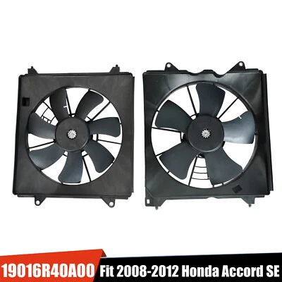 AC Radiator Cooling Fan For 2008-2012 Honda Accord 38611R40A01 19015R40A01 LF+RH - Image 1 of 4