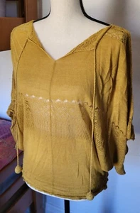 Poncho boho para mujer amarillo mostaza gitano festival occidental hippie S - Imagen 1 de 9