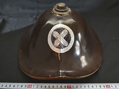 Authentic Antique Japanese SAMURAI JINGASA Hat Helmet With Family Crest -f0406-2 • 250$