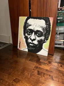 Miles Davis artist paint on wood painting jazz musician audiophile pointilism - Picture 1 of 4