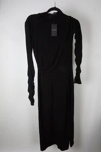 Giorgio Armani Solid Black Viscose Blend Dress Sz 2 US 38 BRAND NEW - Picture 1 of 4
