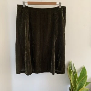 White Stuff Anastasia Crushed Velvet Citroen Green Aline Skirt Whimsigoth Uk 12 - Picture 1 of 7