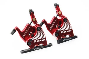 Pinzas de freno de disco hidráulicas de montaje plano para bicicleta Zoom FM-HB110 rojas - Imagen 1 de 13