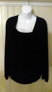 Blusa Jones Wear Negra Mezcla Seda Manga Larga Capucha Cuello Talla XL NUEVA CON ETIQUETAS - Imagen 1 de 1