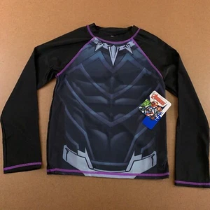 Marvel Avengers Boys Size 8 Black UPF 50+ Long Sleeve Rash Guard Swim Top NWT - Picture 1 of 5