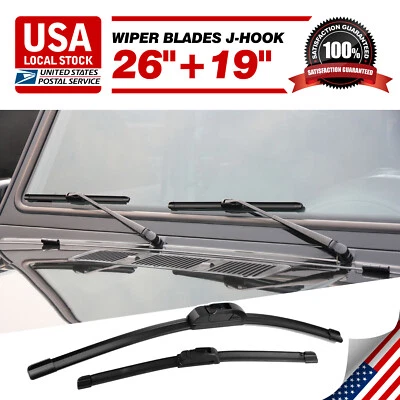 For TOYOTA PRIUS 2010-2015 26" + 19" Windshield Wiper Blades U & J hook Set of 2 - Image 1 of 4