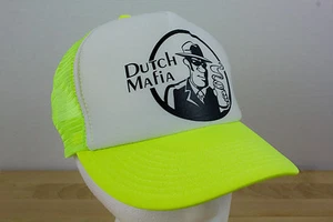 DUTCH BROTHERS COFFEE LOGO TRUCKER HAT CAP SNAP BACK NEON YELLOW WHITE  - Picture 1 of 7