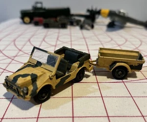 Solido #213 #212, 1:43 Brit/US, SAS/OSS Commando Jeep+Trailer, Swing Windshield - Picture 1 of 13