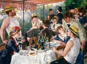 Canvas Prints Renoir 1881, Luncheon of the Boating Party Framed & Ready to Hang - Picture 1 of 3