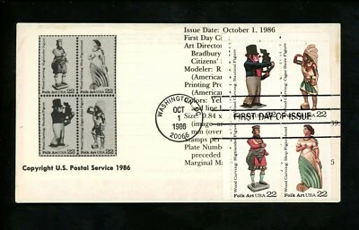 Ranto Cachet US FDC #2240-43 Woodcarved Figures Native American Indian 1986 - Image 1 of 2