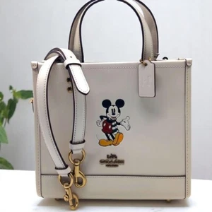 COACH Disney Mickey Mouse CM843 2way Tote bag shoulder bag white color USED - Picture 1 of 24