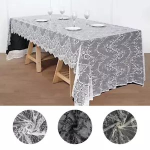 60" x 120" Premium Lace Rectangular Tablecloth Floral Design Party Decorations - Picture 1 of 26