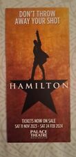 Hamilton Flyer from Palace Theatre Manchester 11/11/13 to 24/2/2024