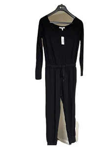 Women's Express x Olivia Culpo Black Long Sleeve Boatneck Jogger Jumpsuit sz S - Picture 1 of 3