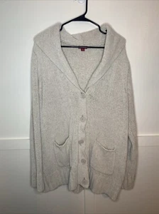 Merona Women’s Size L Beige Button-Up Cardigan Sweater Long Sleeve Collared - Picture 1 of 19