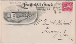 1896 Cedar Rapids IOWA Illust advt cover IOWA WIND MILL & PUMP CO (d307) - Picture 1 of 2