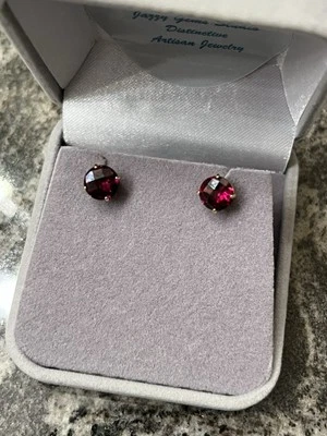 Granada de rodolita framboesa 1 quilate 5 mm ouro amarelo 14k cravejada, linda - Imagem 1 de 4