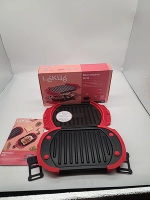 Lekue XL Microwave Grill, Sandwich Maker, And Panini Press, Red - Image 1 of 4