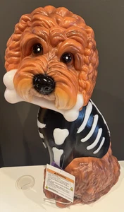 2025 Halloween Blow Mold Scheletro Scarabocchio Barboncino Osso Skelly Statua Cane 22-IN NUOVO - Foto 1 di 6